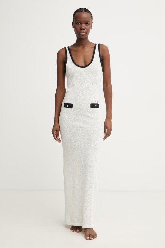 Karl Lagerfeld rochie de plajă pentru femei bej B2W46061