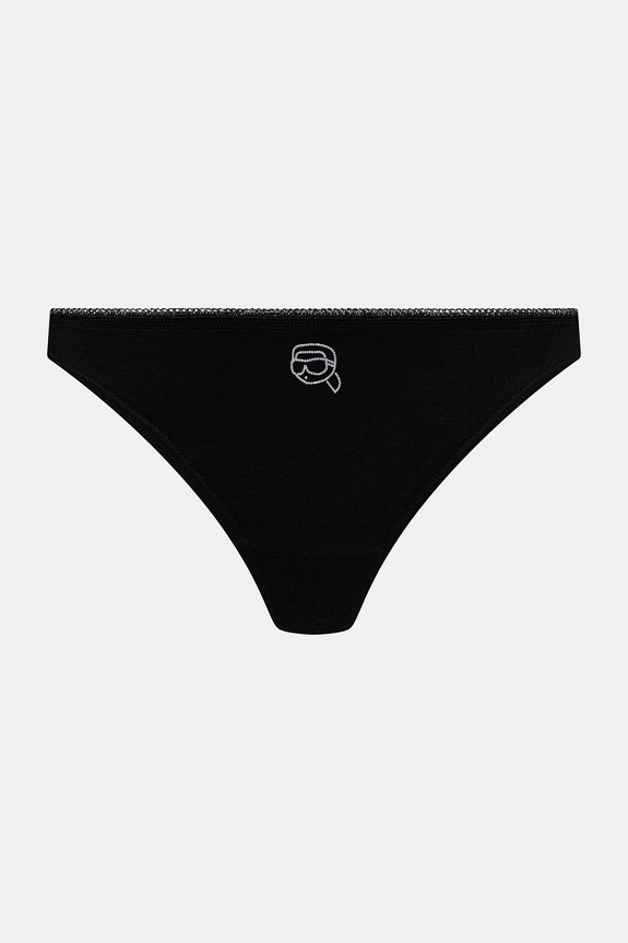 Karl Lagerfeld tanga femei din bumbac IKON pachet de 3 negru B2W47013