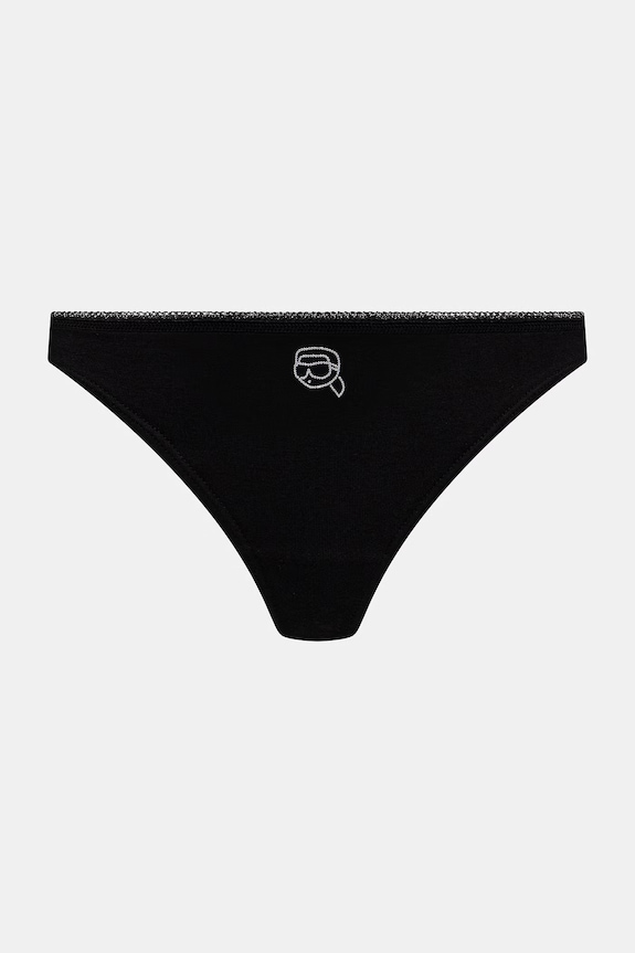 Karl Lagerfeld tanga femei din bumbac IKON pachet de 3 negru B2W47013