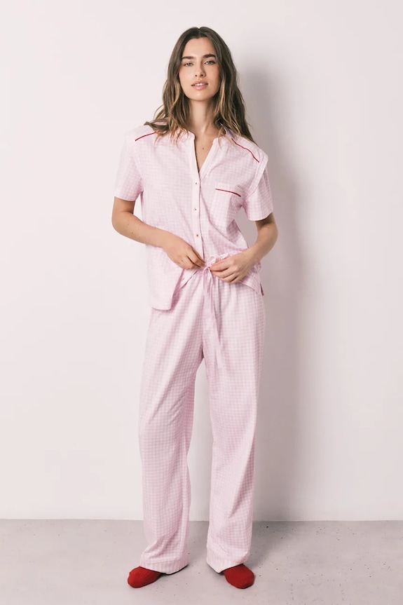 women'secret Pijama din două piese pentru femei, din bumbac roz 3133489