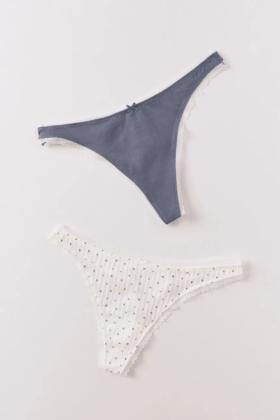 Women'secret Stringi damskie z bawełną 2-pack biały 4633522