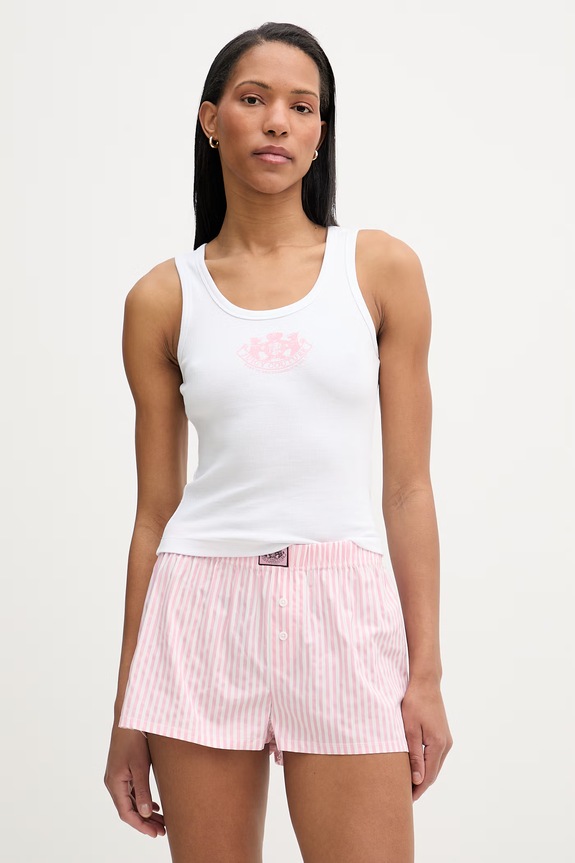 Juicy Couture piżama damska z bawełną DOG CREST SET biały JCYPJ126860