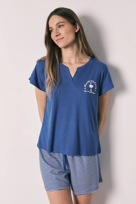 women'secret pijama din două piese pentru femei, cu vâscoză albastru 3133504