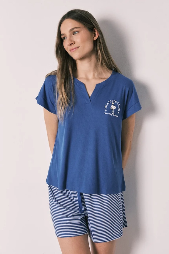 women'secret pijama din două piese pentru femei, cu vâscoză albastru 3133504