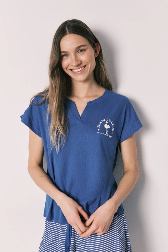 women'secret pijama din două piese pentru femei, cu vâscoză albastru 3133504