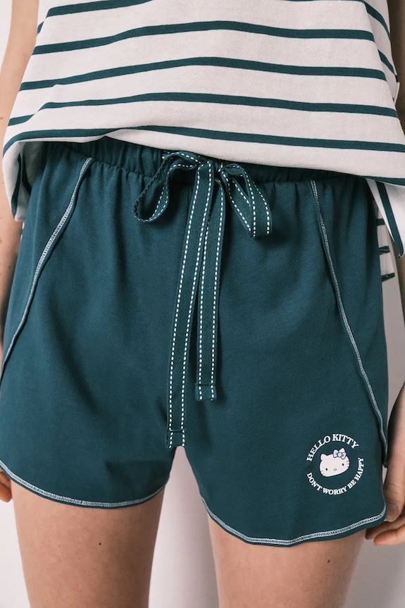 women'secret komplet loungwear dámsky bavlnený 3133515 tyrkysová