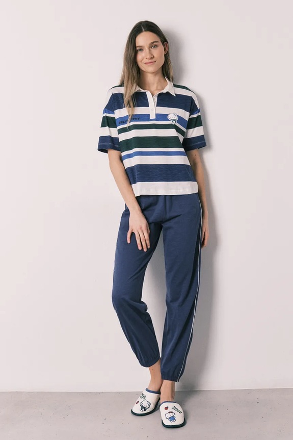 women'secret komplet loungwear dámsky bavlnený modrá 3133516