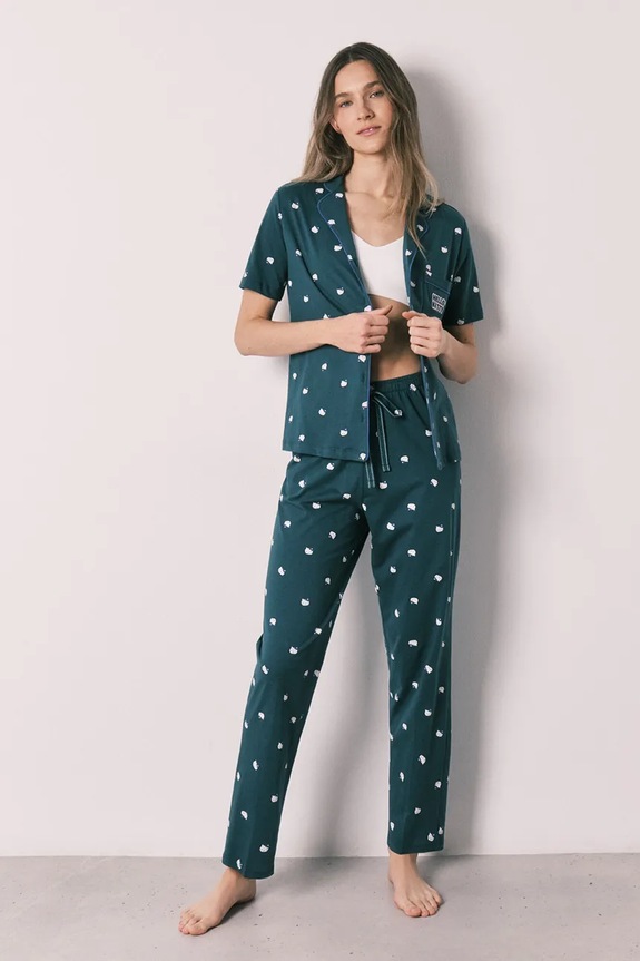 women'secret komplet loungewear dámsky bavlnený tyrkysová 3133517
