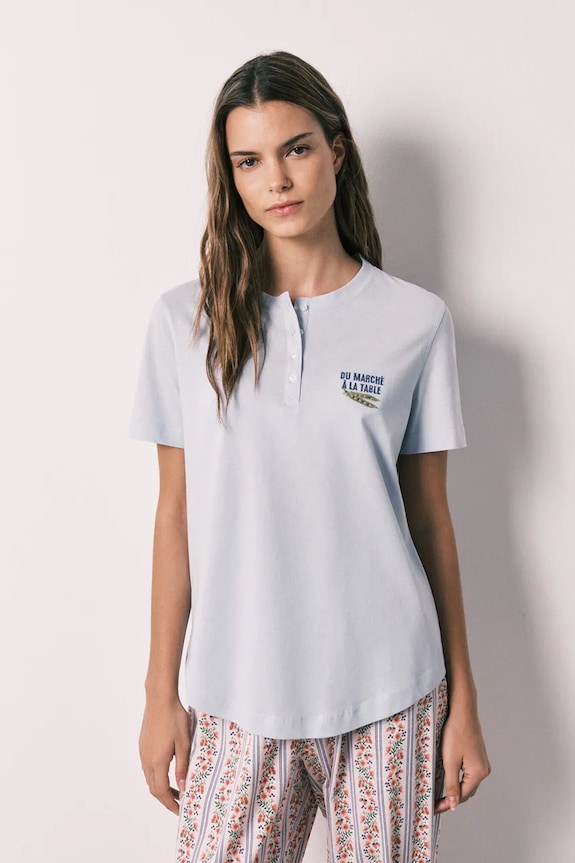 women'secret tricou de pijama pentru femei, din bumbac albastru 3273294