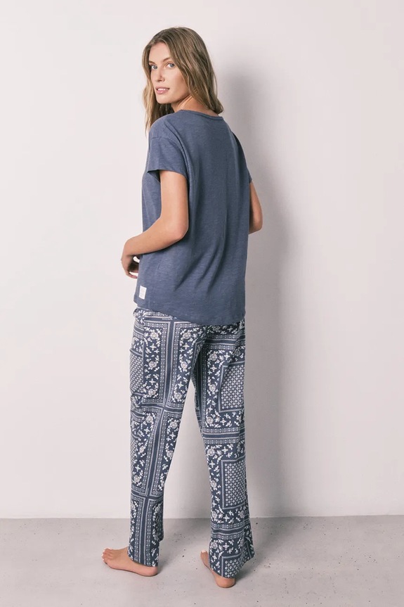 women'secret pijama din două piese pentru femei, din bumbac 3593025 albastru SS26