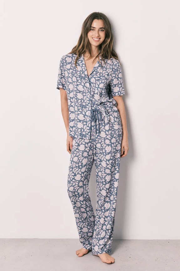 women'secret pijama din două piese pentru femei, cu vâscoză albastru 3593041