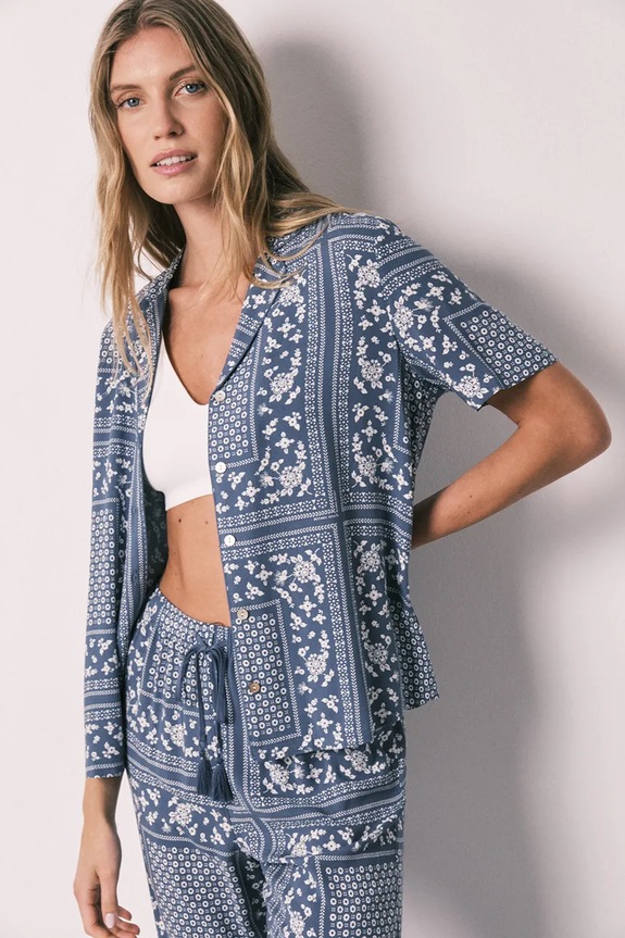 Oblečenie women'secret dvojdielne pyžamo dámske s viskózou 3593042 modrá