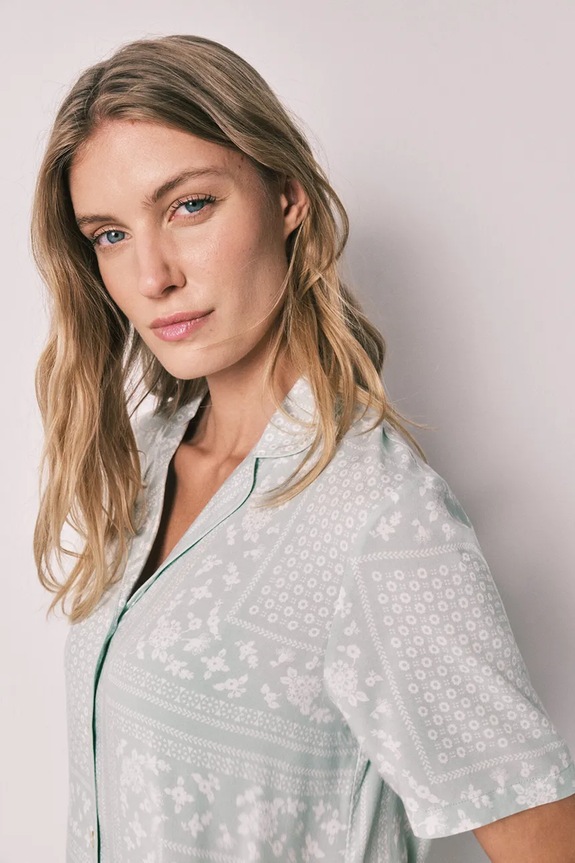 women'secret pijama din două piese pentru femei, din vâscoză verde 3593043