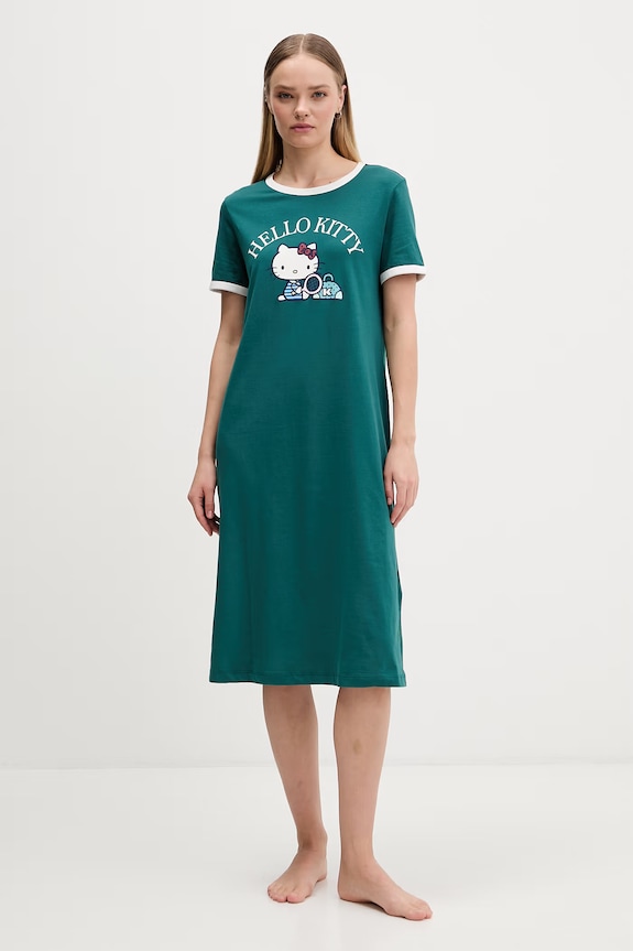 Women'secret cămașă de pijama pentru femei, din bumbac verde 4443621