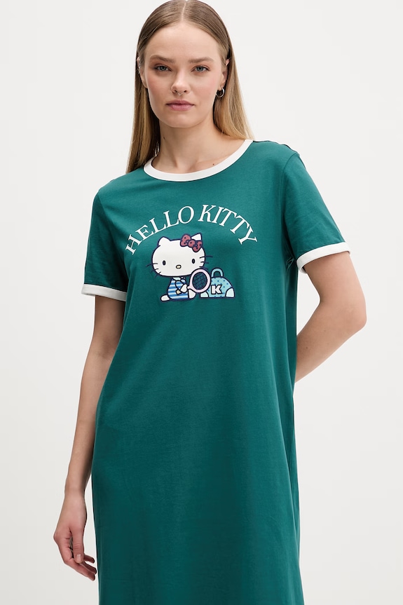 Women'secret cămașă de pijama pentru femei, din bumbac verde 4443621