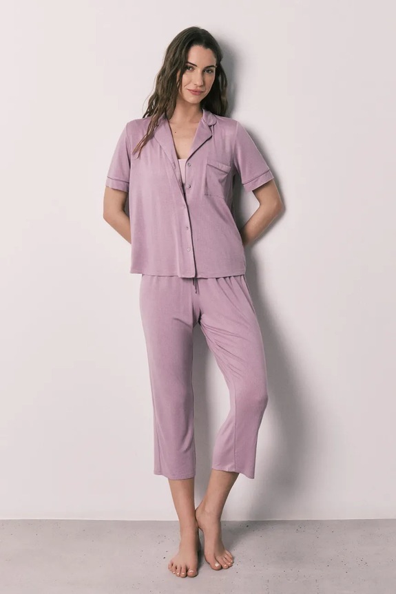 women'secret pijama din două piese de pentru femei, cu vâscoză roz 4753117