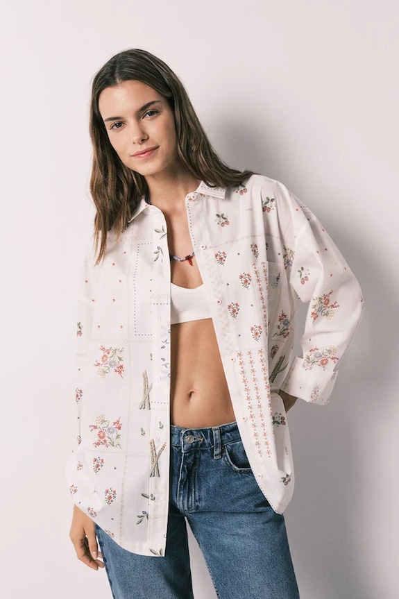 women'secret cămașă de pijama pentru femei, din bumbac bej 4923663