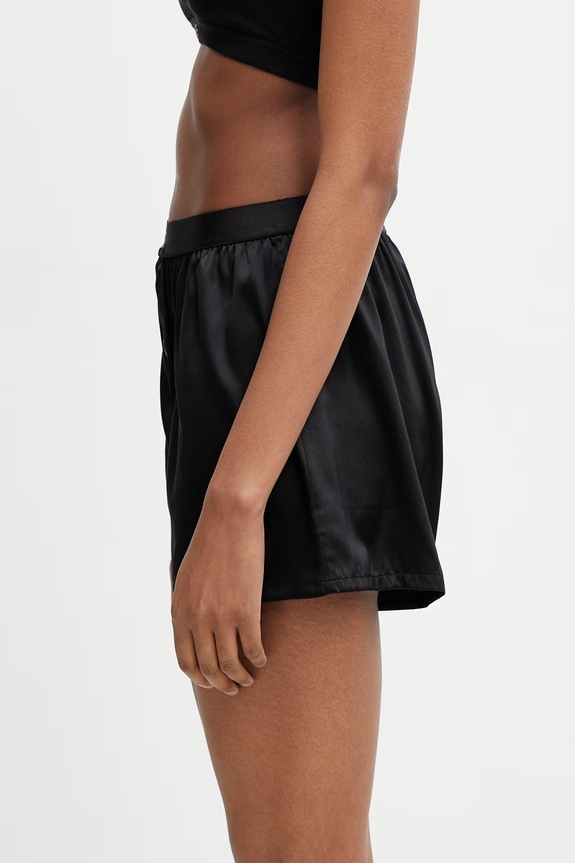 MM6 Maison Margiela pantaloni scurți de pijama cu mătase pentru femei MJLE70050 negru SS26