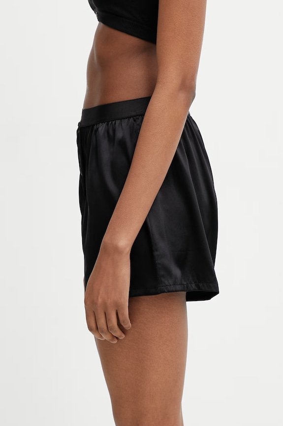 MM6 Maison Margiela pantaloni scurți de pijama cu mătase pentru femei MJLE70050 negru SS26
