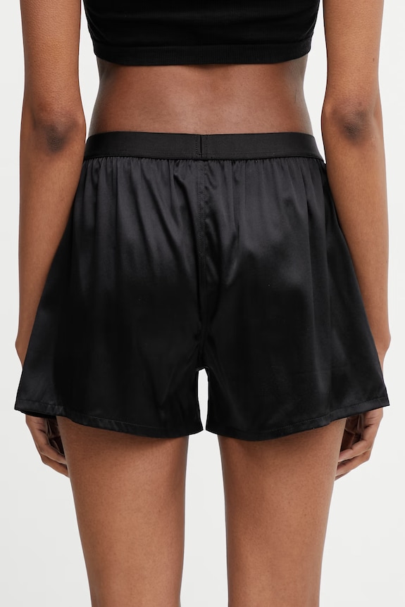 Îmbrăcăminte MM6 Maison Margiela pantaloni scurți de pijama cu mătase pentru femei MJLE70050 negru