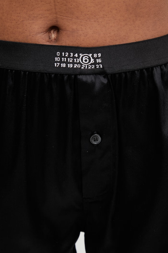 MM6 Maison Margiela pantaloni scurți de pijama cu mătase pentru femei negru MJLE70050