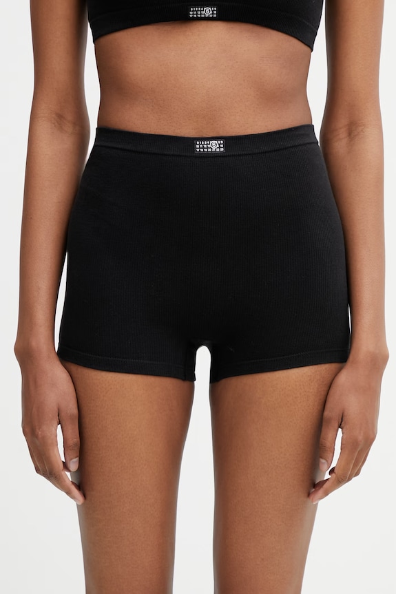 MM6 Maison Margiela boxeri mulați pentru femei cu bumbac negru MKLG20010