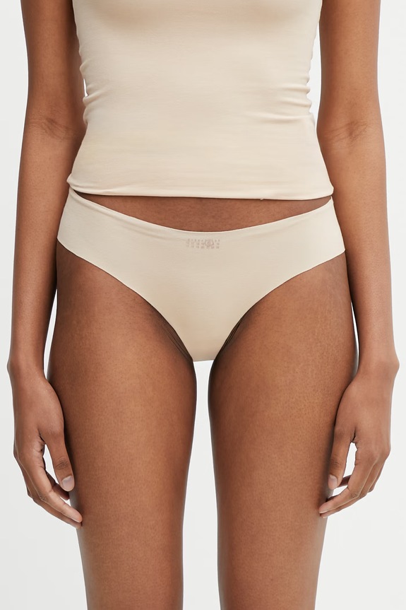 MM6 Maison Margiela chiloți full brief pentru femei cu bumbac bej MKLL10040