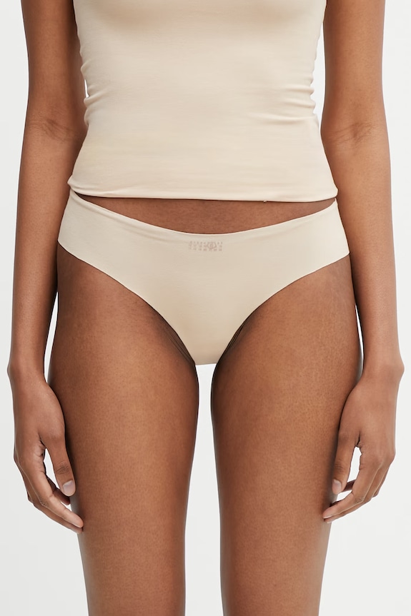MM6 Maison Margiela chiloți full brief pentru femei cu bumbac bej MKLL10040