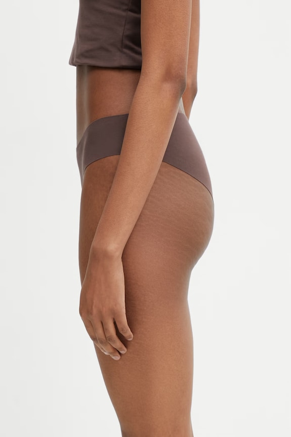 MM6 Maison Margiela Chiloți full brief pentru femei cu bumbac MKLL10040 maro SS26
