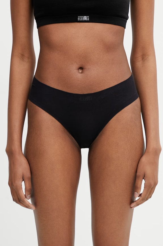 MM6 Maison Margiela chiloți full brief pentru femei cu bumbac negru MKLL10040