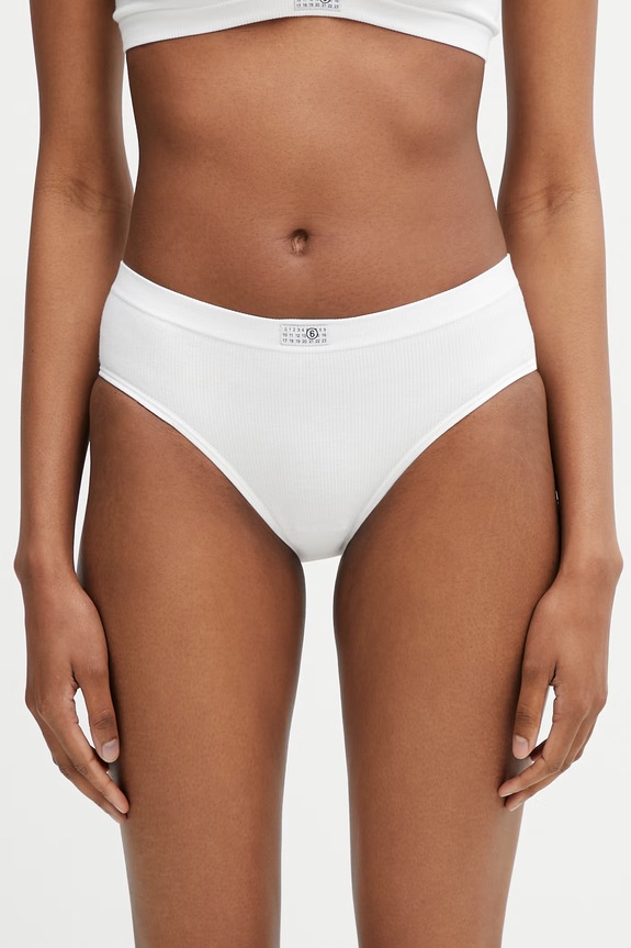 MM6 Maison Margiela chiloți full brief pentru femei cu bumbac alb MKL740010