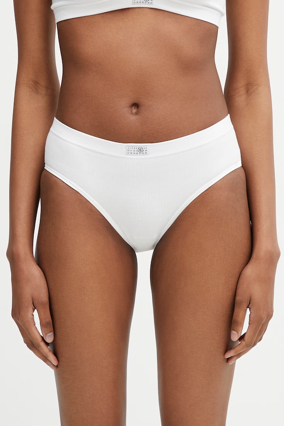 MM6 Maison Margiela chiloți full brief pentru femei cu bumbac alb MKL740010