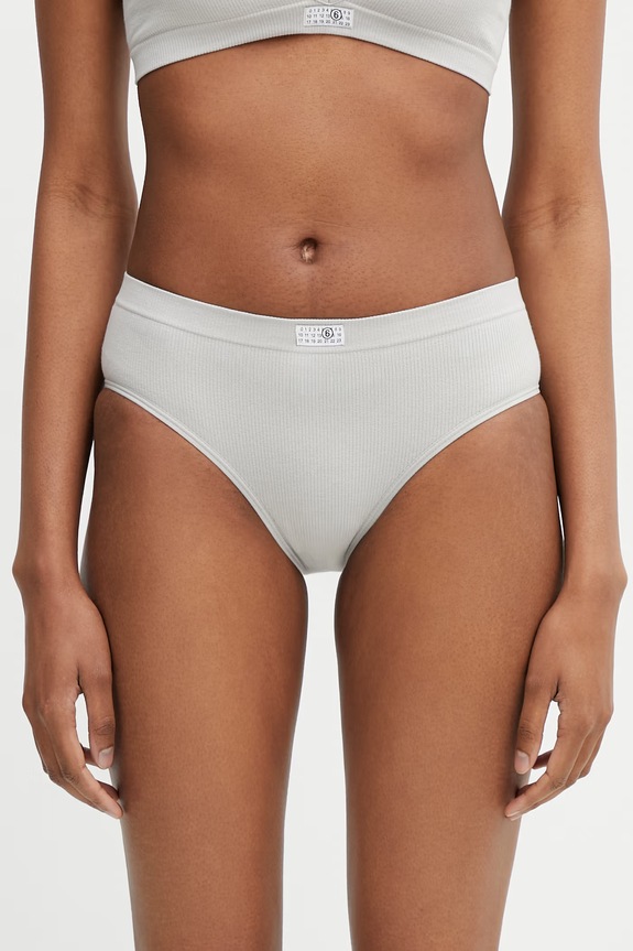 MM6 Maison Margiela Chiloți full brief pentru femei cu bumbac gri MKL740010