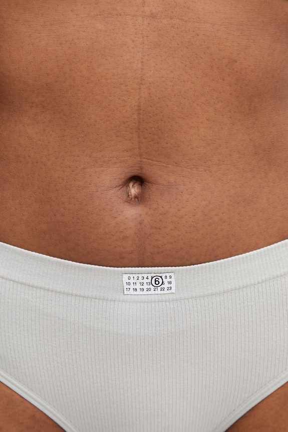 MM6 Maison Margiela Chiloți full brief pentru femei cu bumbac gri MKL740010