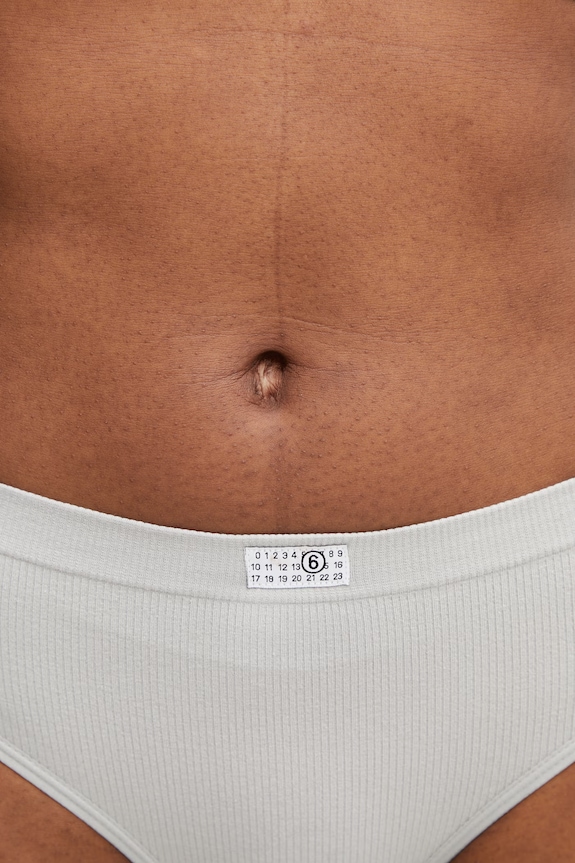 MM6 Maison Margiela Chiloți full brief pentru femei cu bumbac gri MKL740010