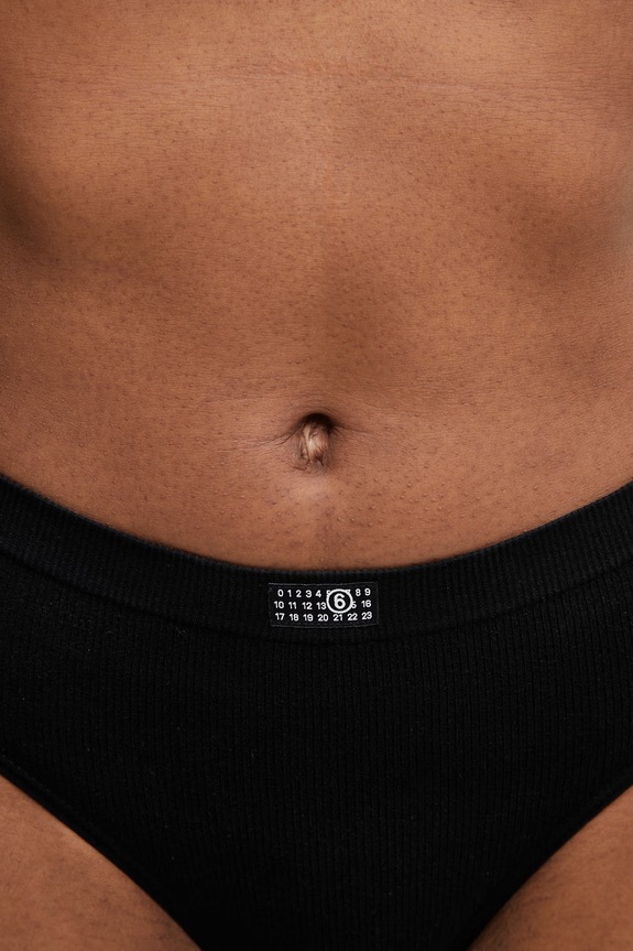 MM6 Maison Margiela chiloți full brief pentru femei cu bumbac negru MKL740010