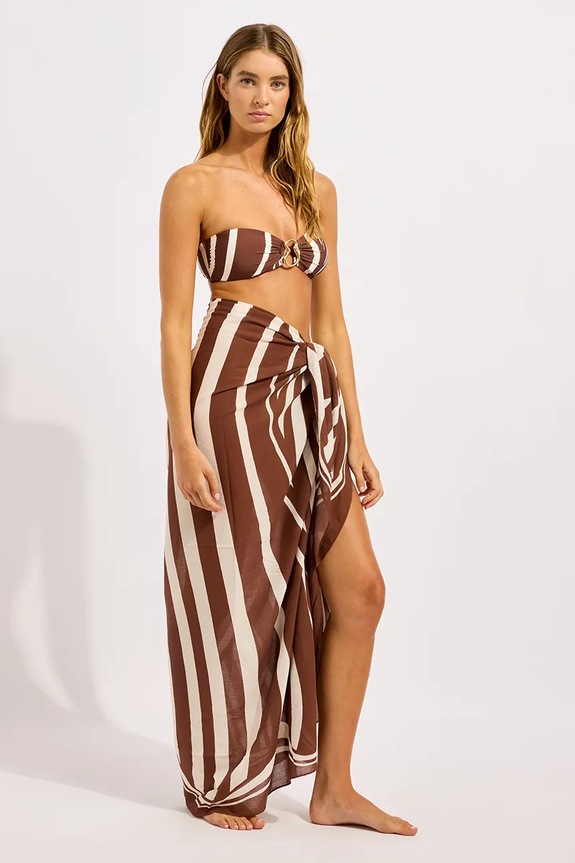 Seafolly plážová sukňa dámska Coastline Sarong 55539.SG hnedá