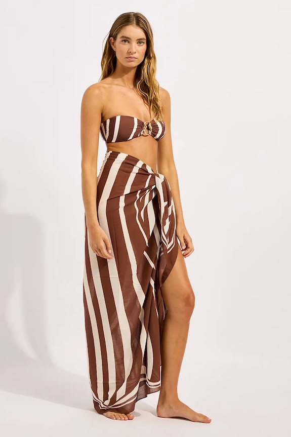 Seafolly plážová sukňa dámska Coastline Sarong 55539.SG hnedá