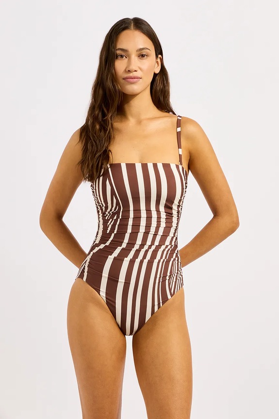 Seafolly costum de baie dintr-o singură piesă pentru femei DD Bandeau maro 11177DD270