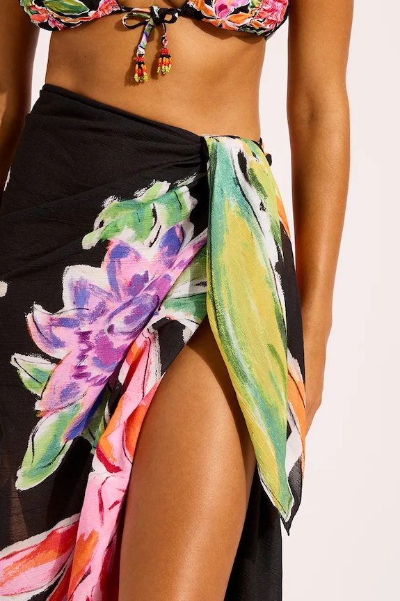 Seafolly spódnica plażowa damska Hothouse Floral Sarong czarny 55627.SG