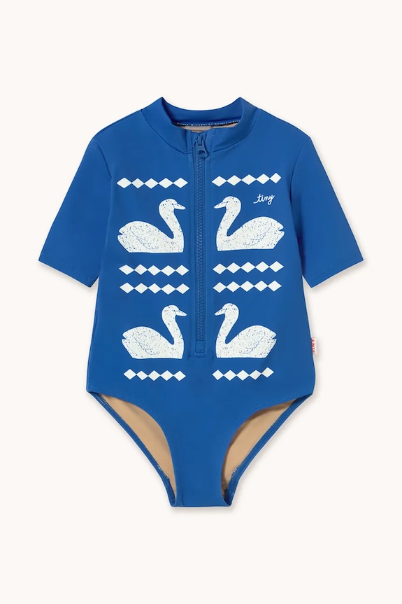 Tinycottons costum de baie dintr-o bucată pentru copii SWANS SWIMSUIT SS26.444 albastru SS26