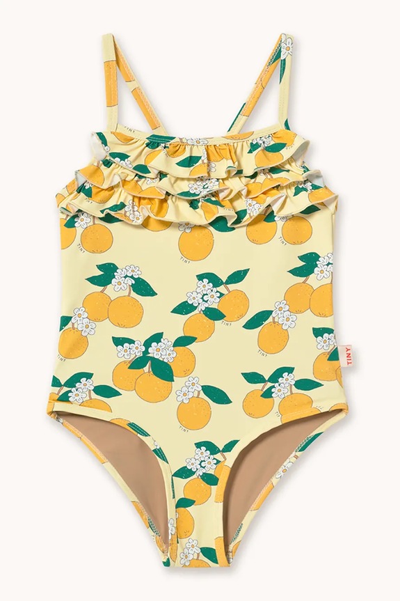 Tinycottons costum de baie dintr-o bucată pentru copii ORANGES SWIMSUIT moale galben SS26.461