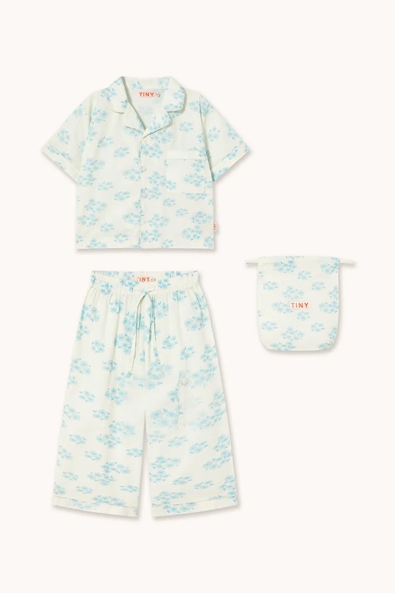Tinycottons pijamale de bumbac pentru copii BLOSSOMS SET SS26.477 alb SS26