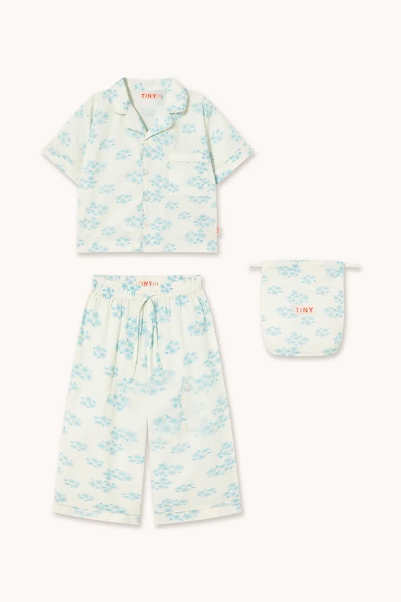 Tinycottons pijamale de bumbac pentru copii BLOSSOMS SET SS26.477 alb SS26