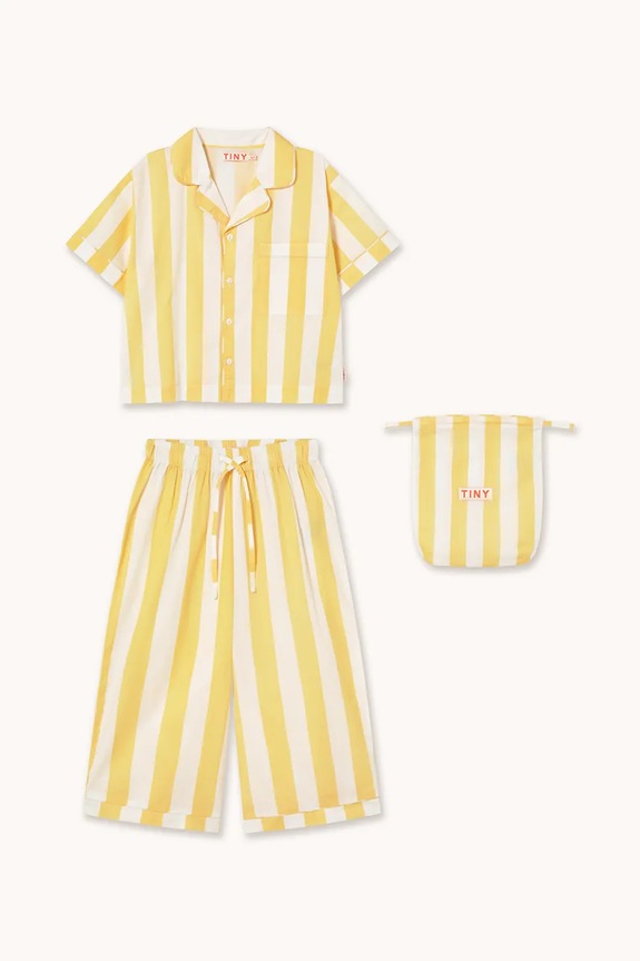 Tinycottons piżama bawełniana dziecięca YELLOW STRIPES SET SS26.479 żółty SS26