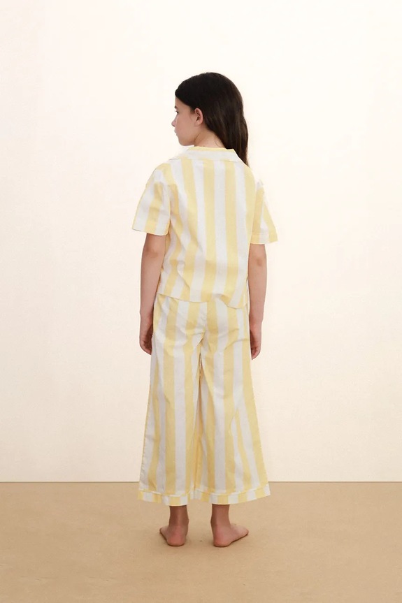 Tinycottons piżama bawełniana dziecięca YELLOW STRIPES SET SS26.479 żółty