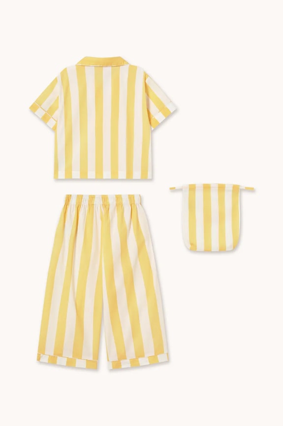Dziewczynka Tinycottons piżama bawełniana dziecięca YELLOW STRIPES SET SS26.479 żółty