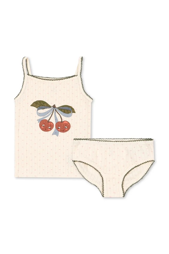 Konges Sløjd komplet bawełniany dziecięcy MINNIE UNDERWEAR GOTS miękka beżowy KS105010.PPY2