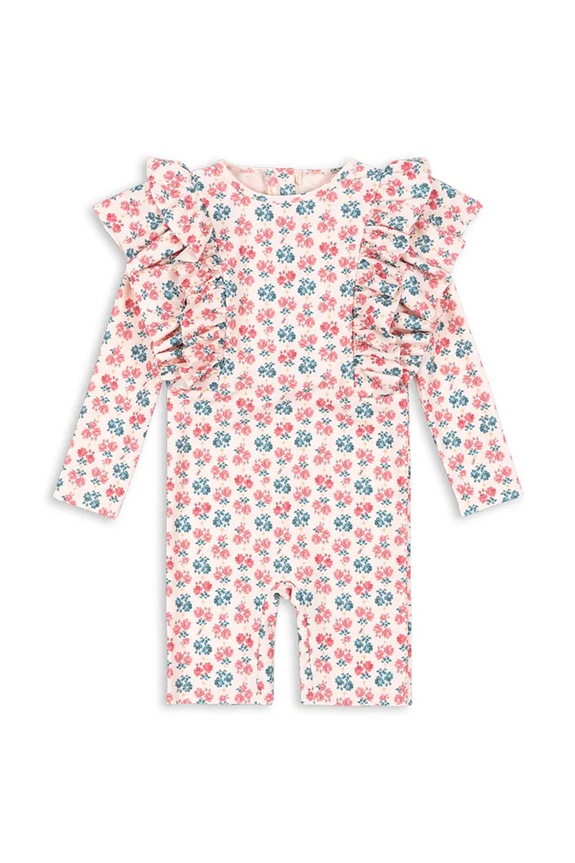 Jednodielne detské plavky Konges Sløjd MANUCA FRILL ONESIE GRS bez kostíc ružová KS104986.PPY2