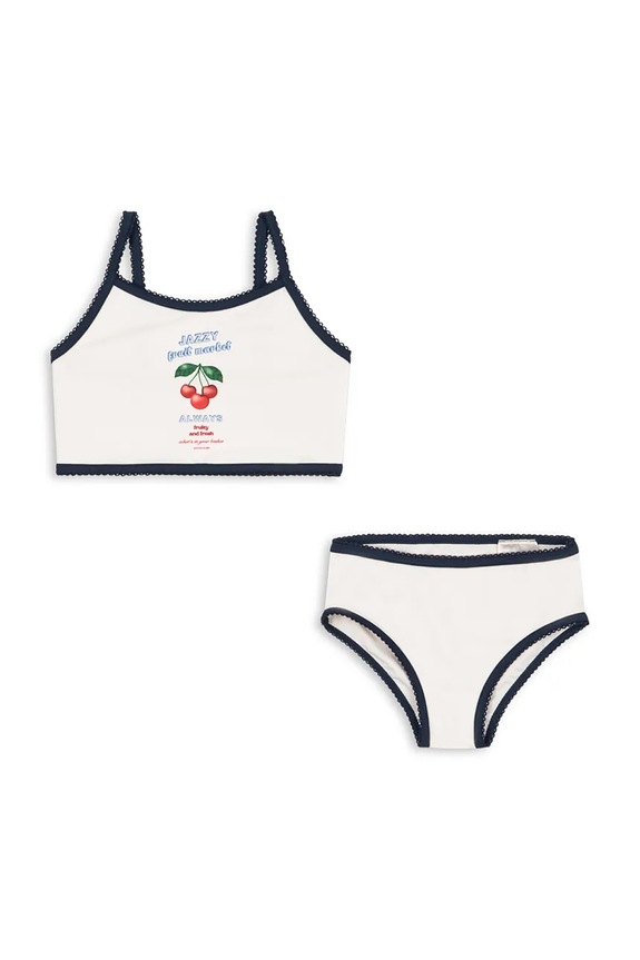 Konges Sløjd costum de baie pentru copii din două piese VILJA BIKINI GRS KS105118.PPY2 alb SS26